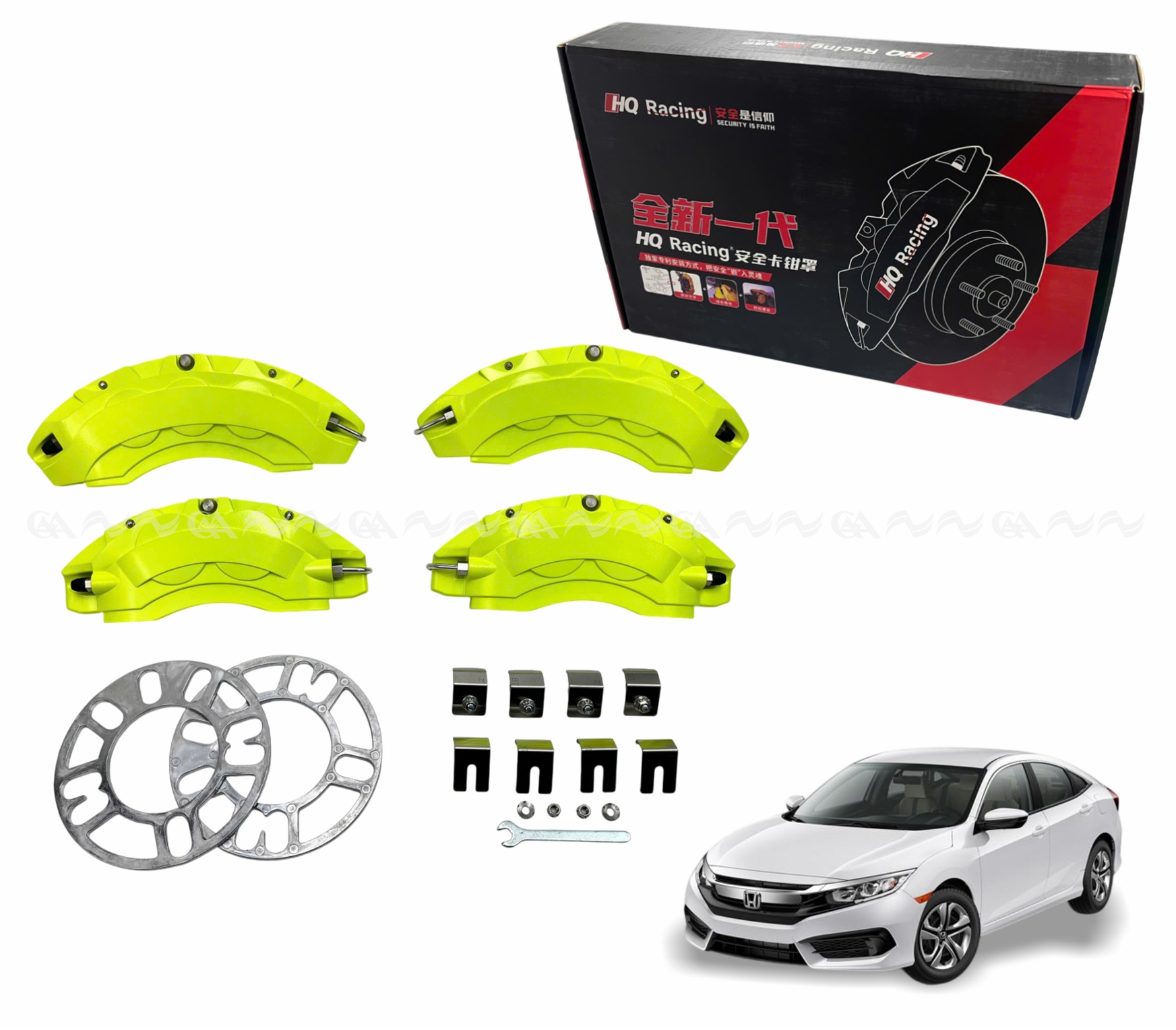 Ốp má phanh HQ Racing Civic 2017+ xanh chuối
