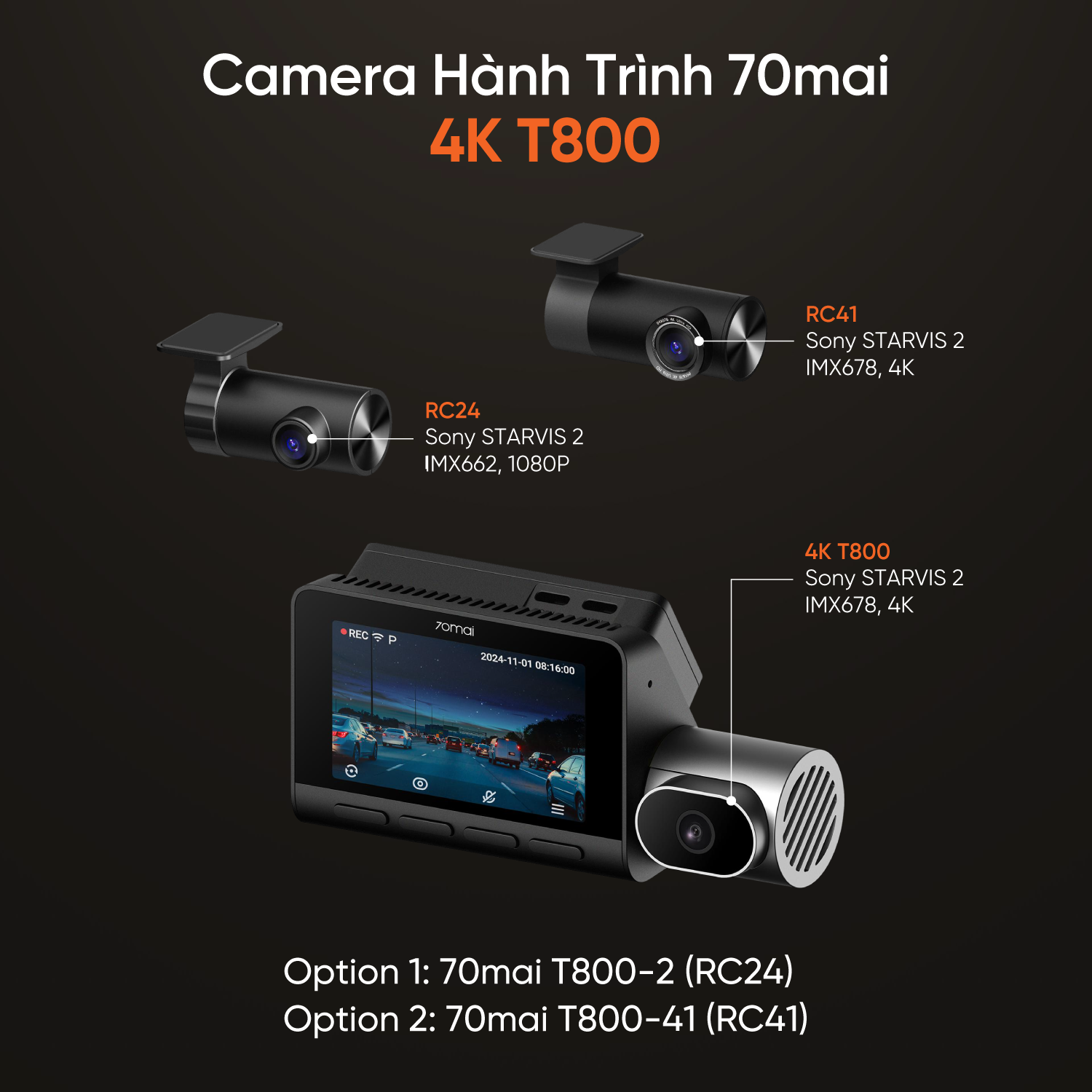 Chi tiết camera h&agrave;nh tr&igrave;nh 70mai T800