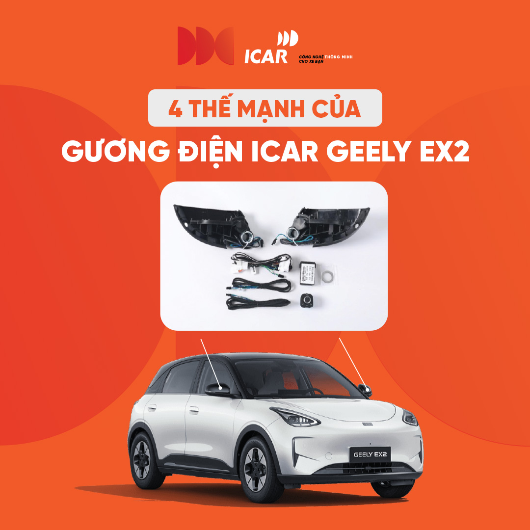 Logo ICAR tr&ecirc;n gương chiếu hậu điện tử