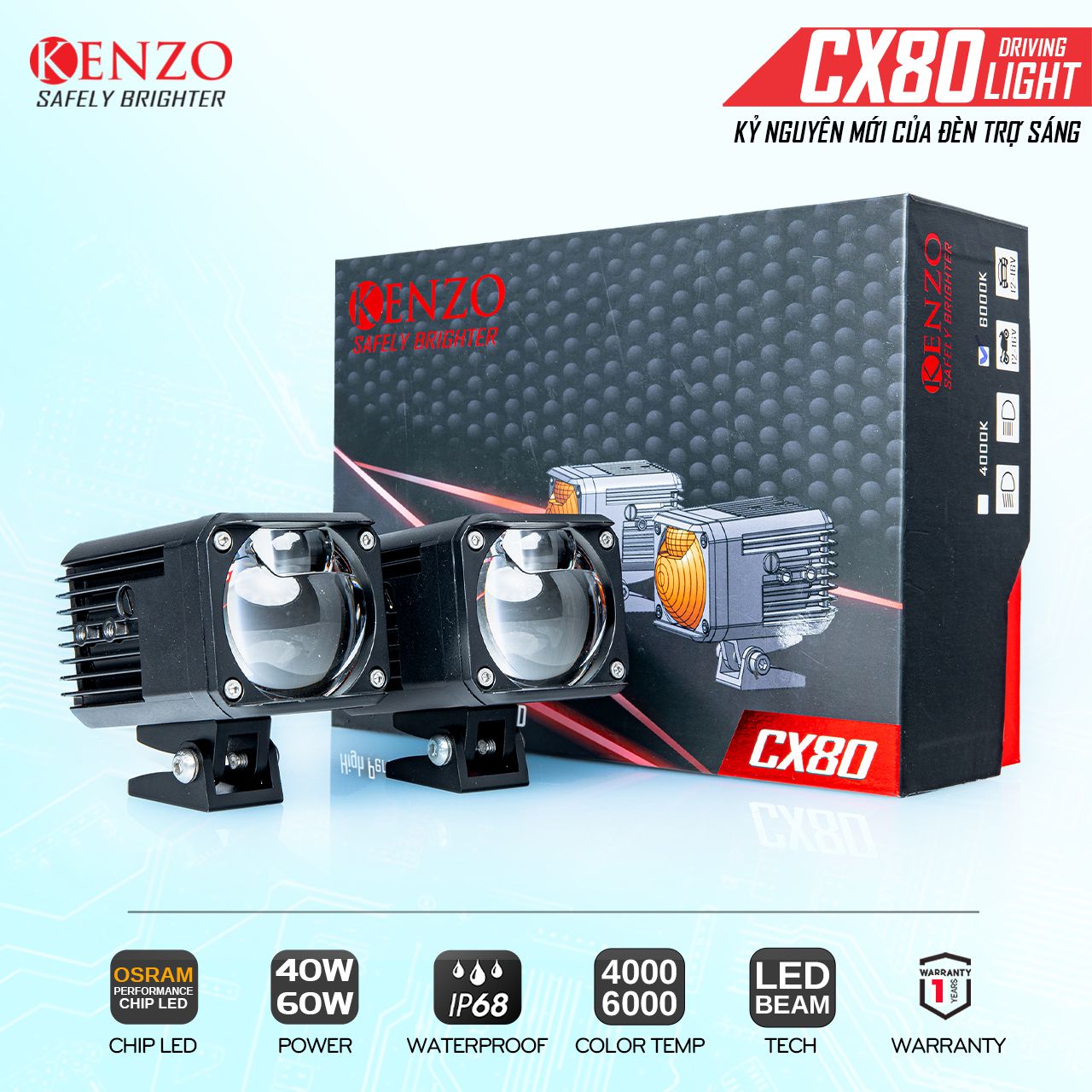 Đèn trợ sáng bi cầu Kenzo CX80