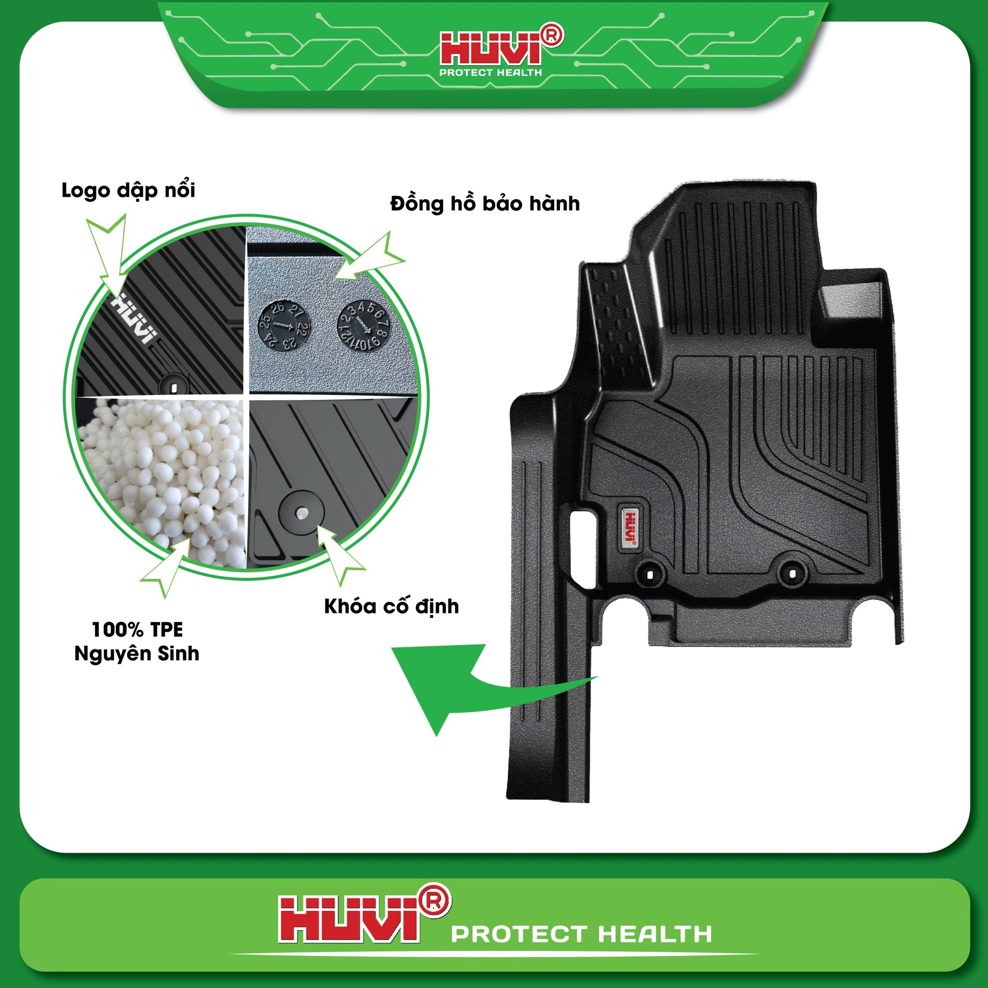 Thảm s&agrave;n Huvi Destinator 2025 tr&agrave;n viền chất liệu TPE