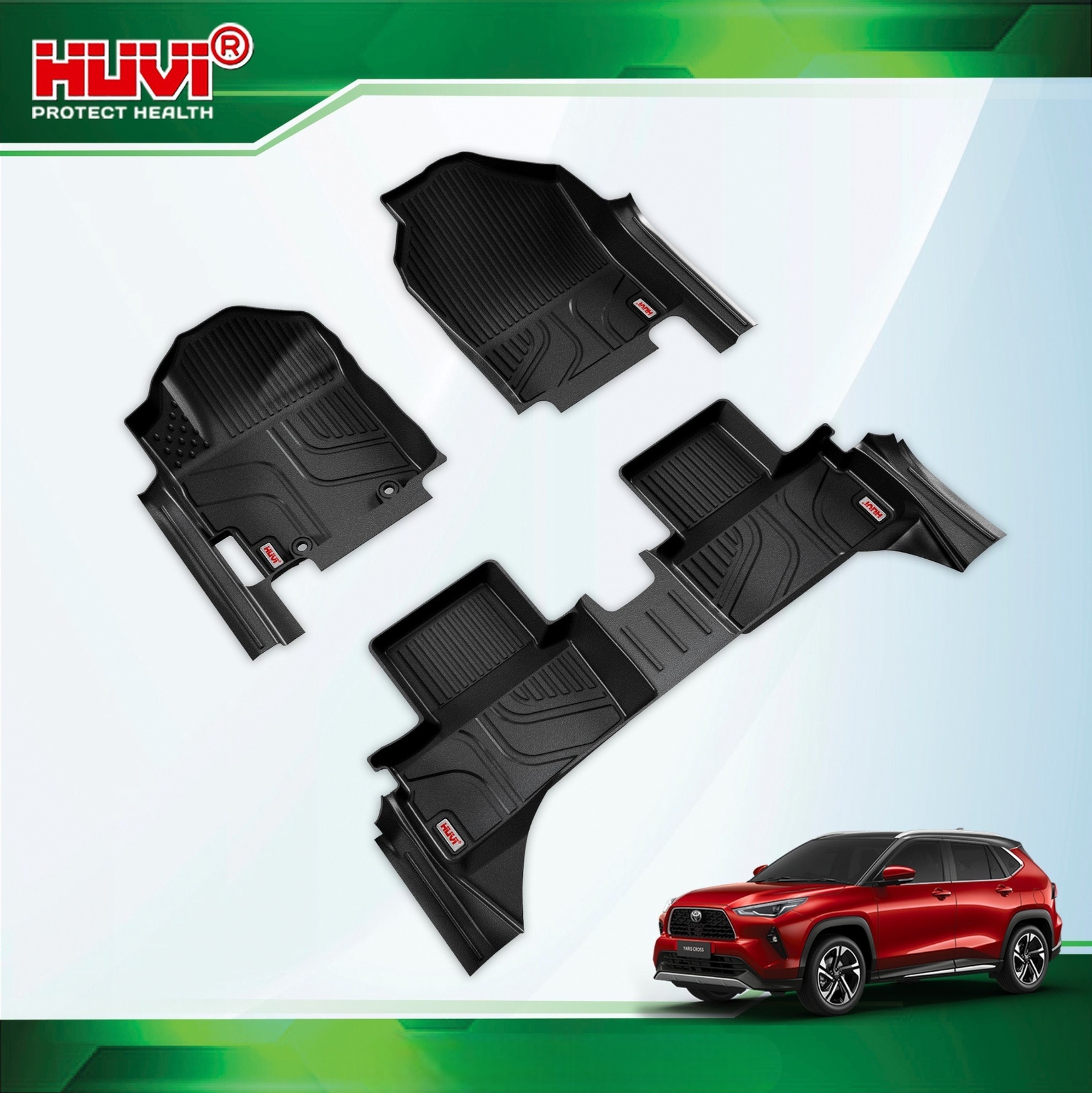 Thảm s&agrave;n Huvi Yaris 2024 tr&agrave;n viền &ocirc;m s&aacute;t s&agrave;n xe