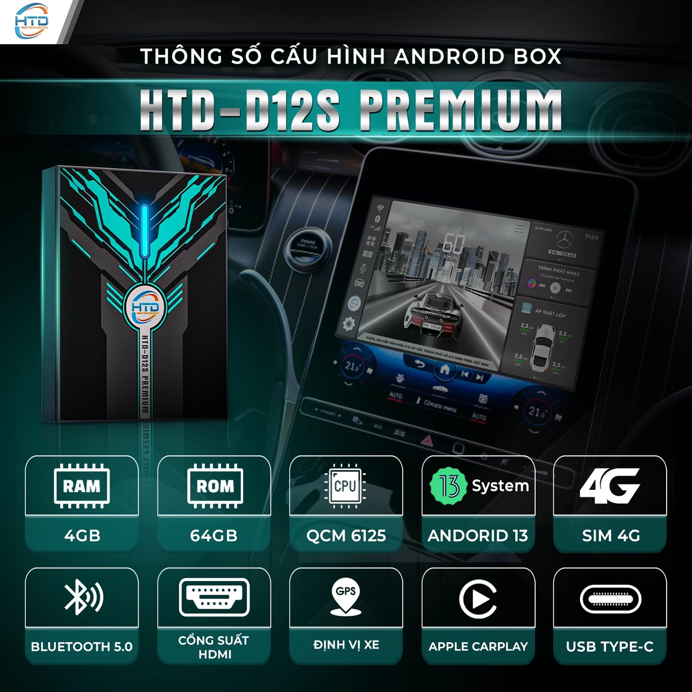 Android box HTD D12S Premium cho Volvo S90L B6 2022 - ảnh 5