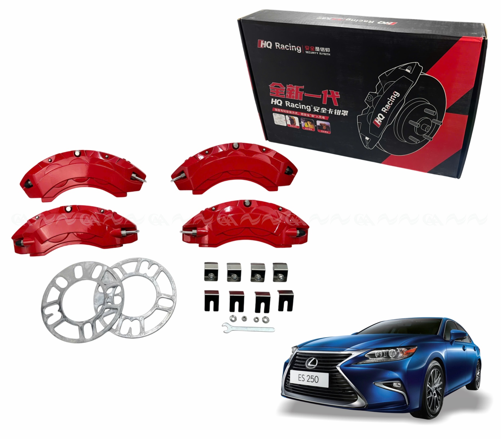  Ốp má phanh HQ Racing Lexus ES250 đỏ - ảnh 1