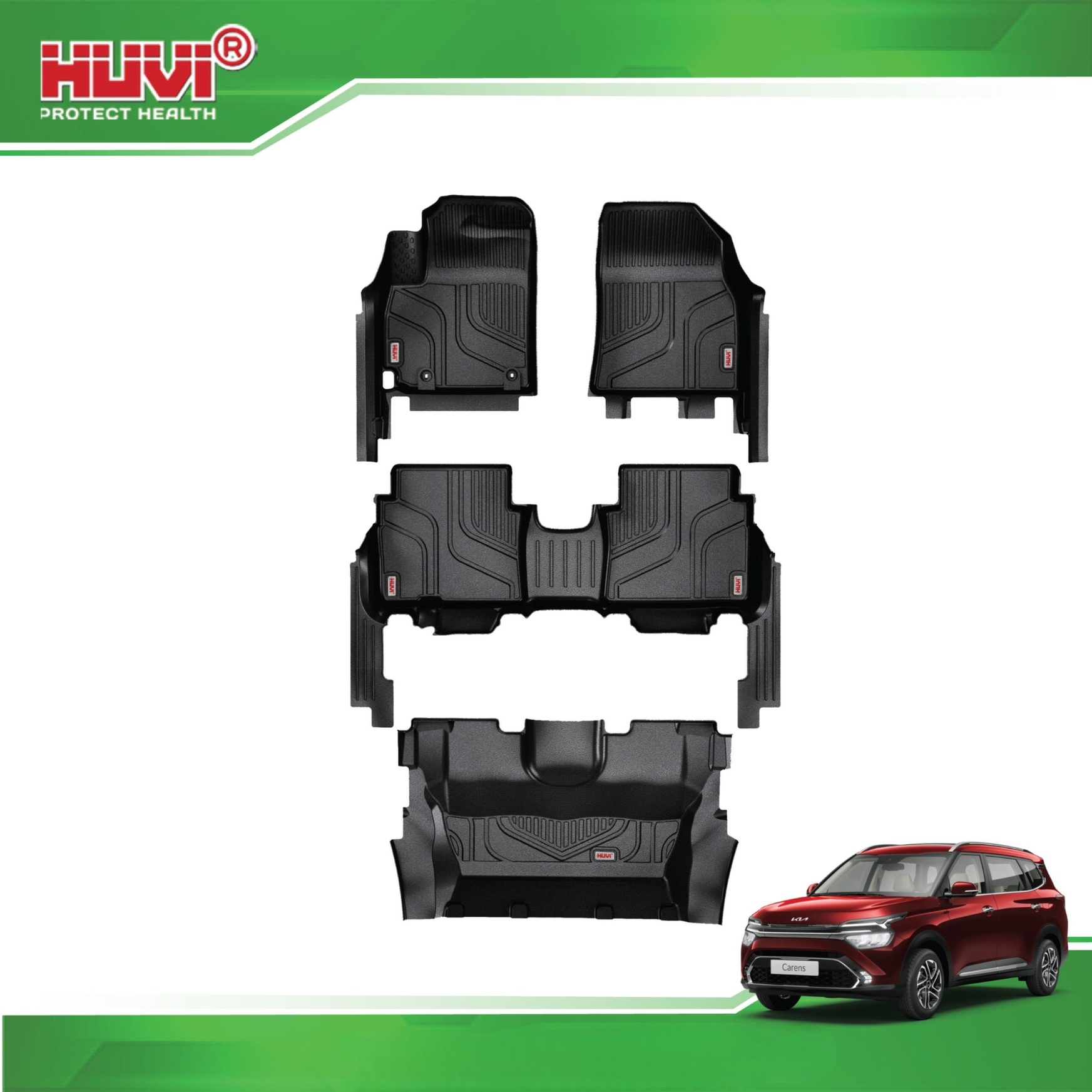 Thảm s&agrave;n Huvi Caren 2023+ 7 chỗ tr&agrave;n viền cho h&agrave;ng ghế sau