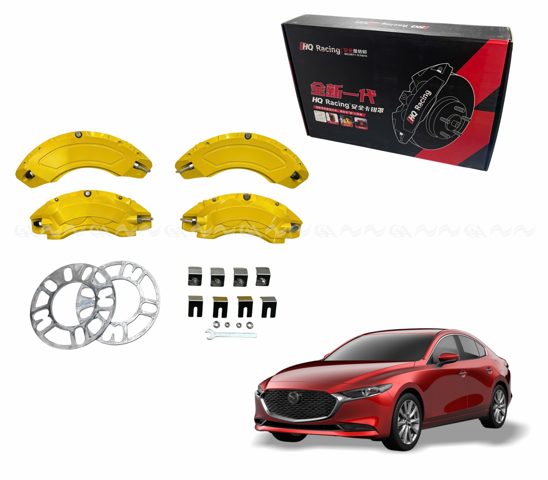 Ốp má phanh HQ Racing Mazda 3 2017+ vàng