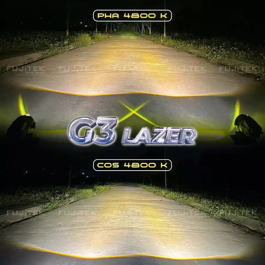 Bi gầm LED Fujitek G3 Lazer 3.0 inch 3 m&agrave;u lắp đặt tr&ecirc;n xe &ocirc; t&ocirc;