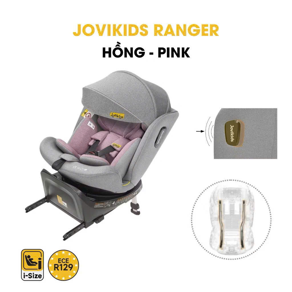 Ghế ngồi ô tô trẻ em Jovikids Ranger 360 màu hồng - ảnh 1