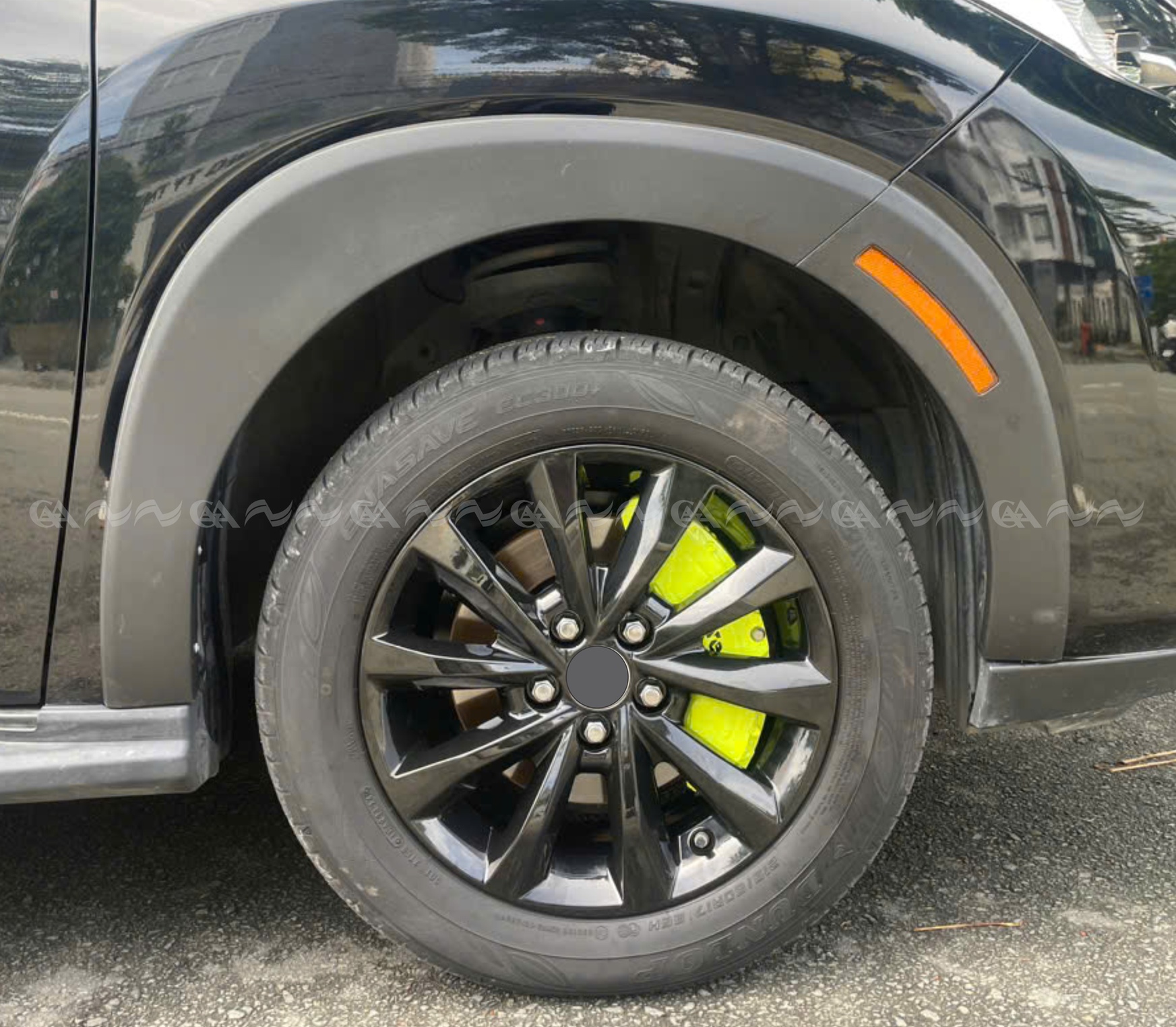 Ốp má phanh HQ Racing Santafe 2024 xanh chuối - ảnh 4