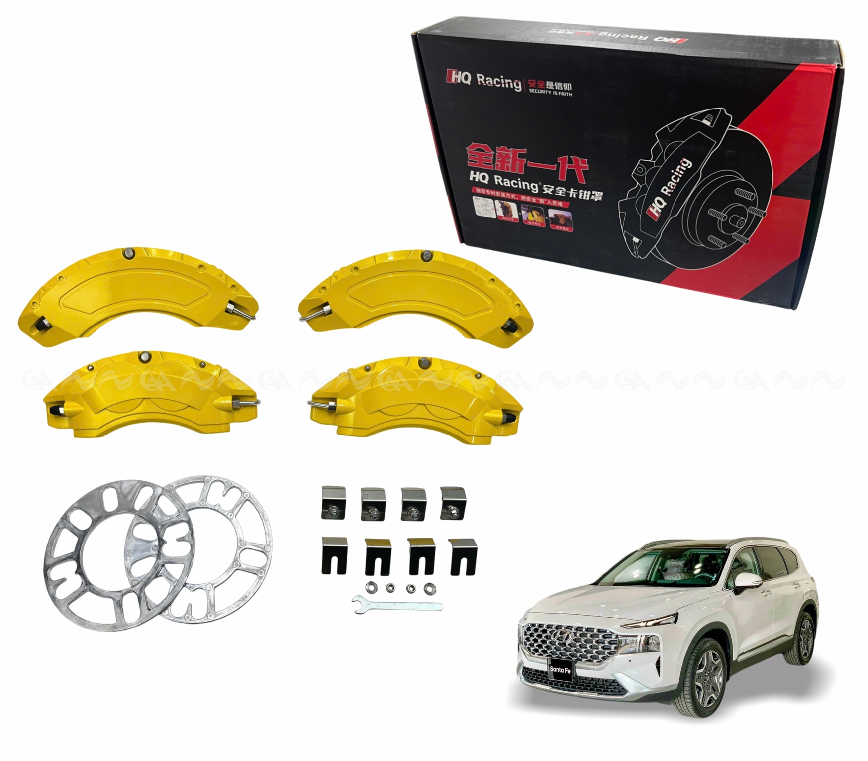 Ốp má phanh HQ Racing Santafe 2022 vàng