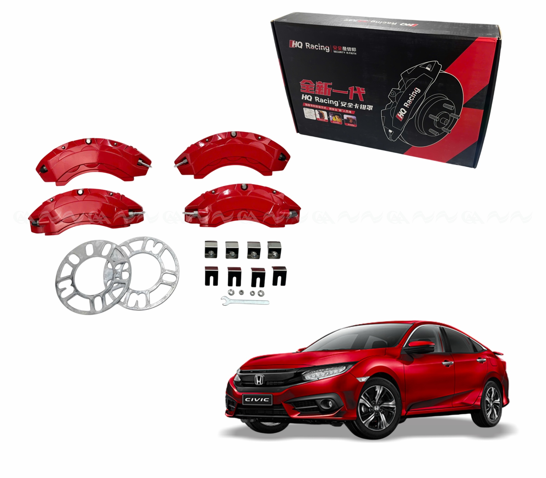  Ốp má phanh HQ Racing Civic 2017+ đỏ