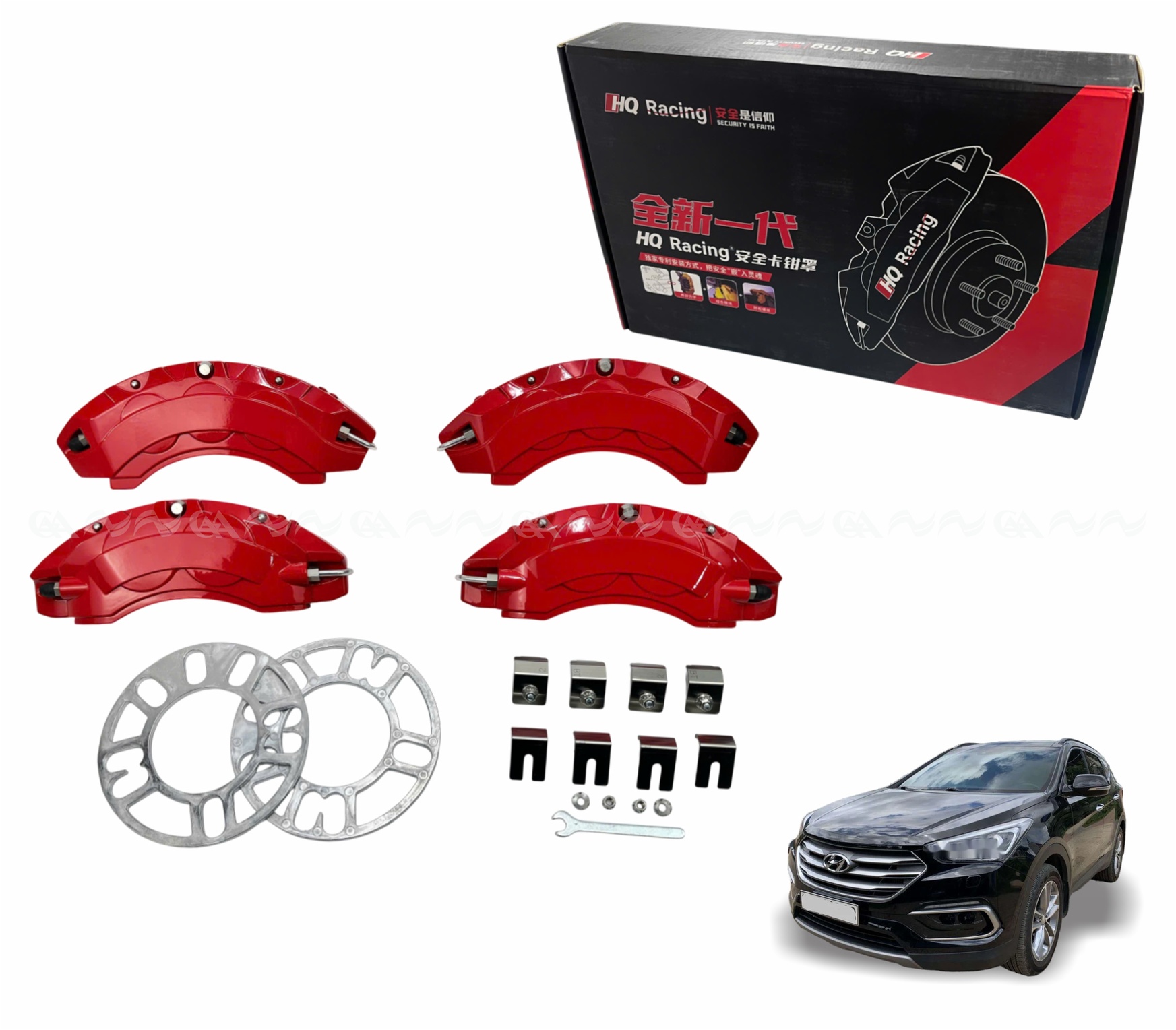 Ốp má phanh HQ Racing Santafe 2017 đỏ