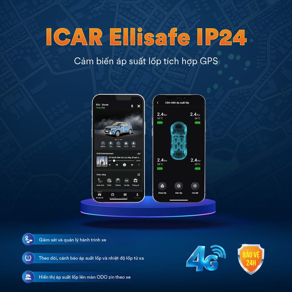 Cảm biến áp suất lốp Icar  Ellisafe IP24 cho ô tô - ảnh 2