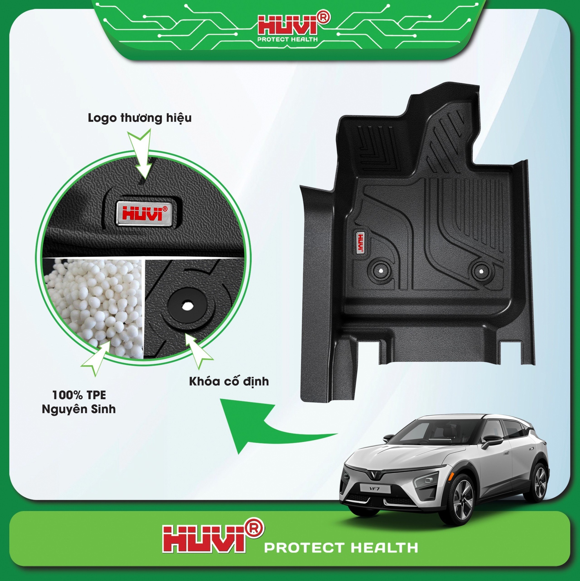 Chi tiết thiết kế 3D định h&igrave;nh của thảm s&agrave;n HUVI VF7