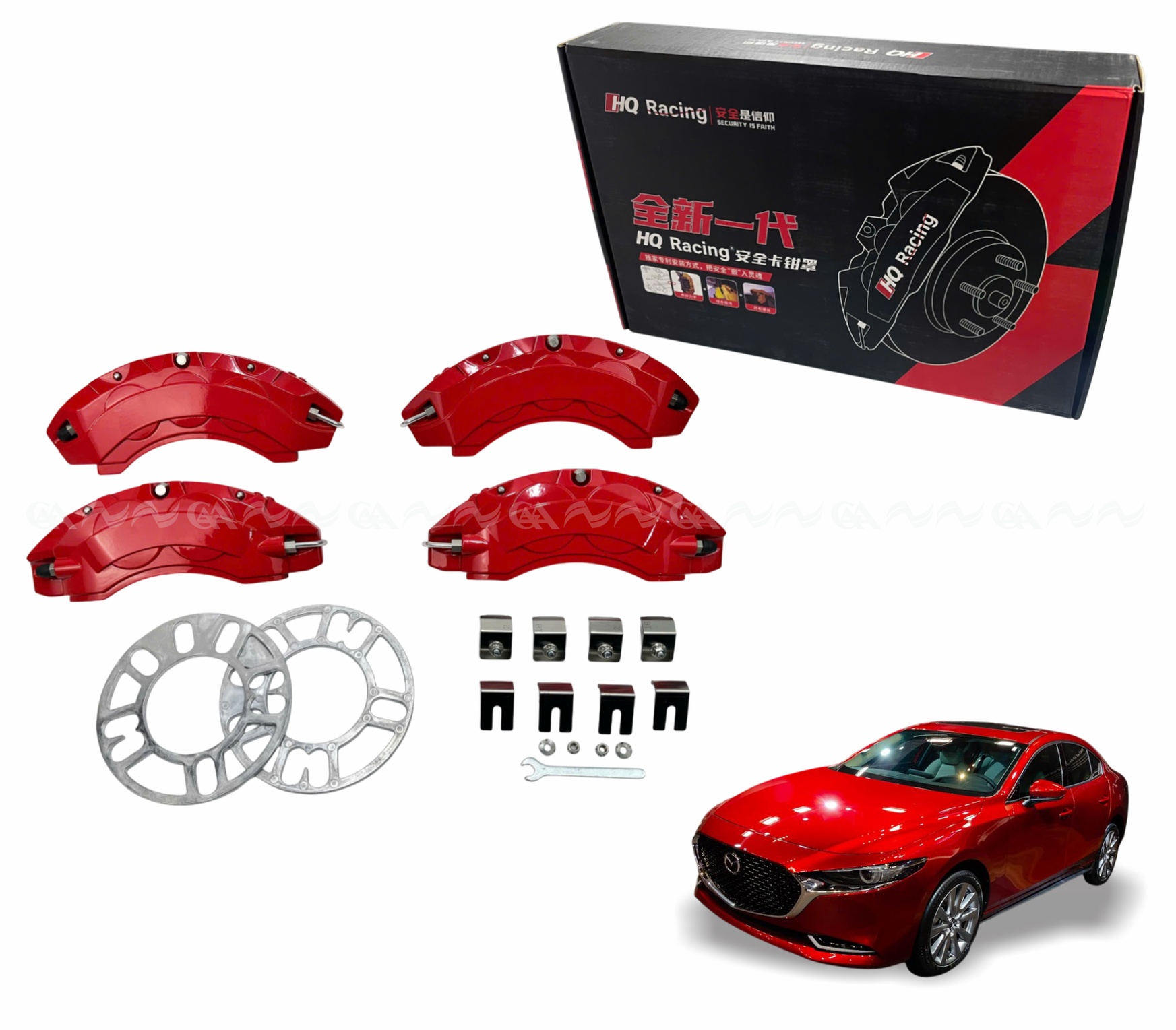 Ốp má phanh HQ Racing Mazda 3 2017+ đỏ