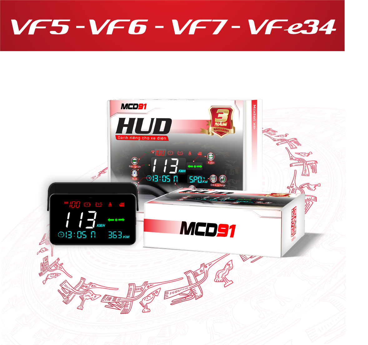 Màn hình hud MCD91 VF5/VF6/VF7/VF34  - ảnh 1