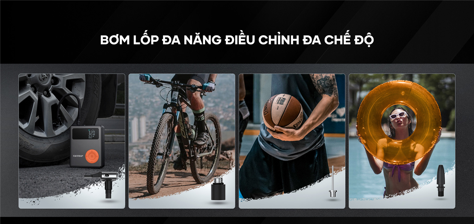 Thiết bị Vietmap DK-MF139 đang bơm lốp xe