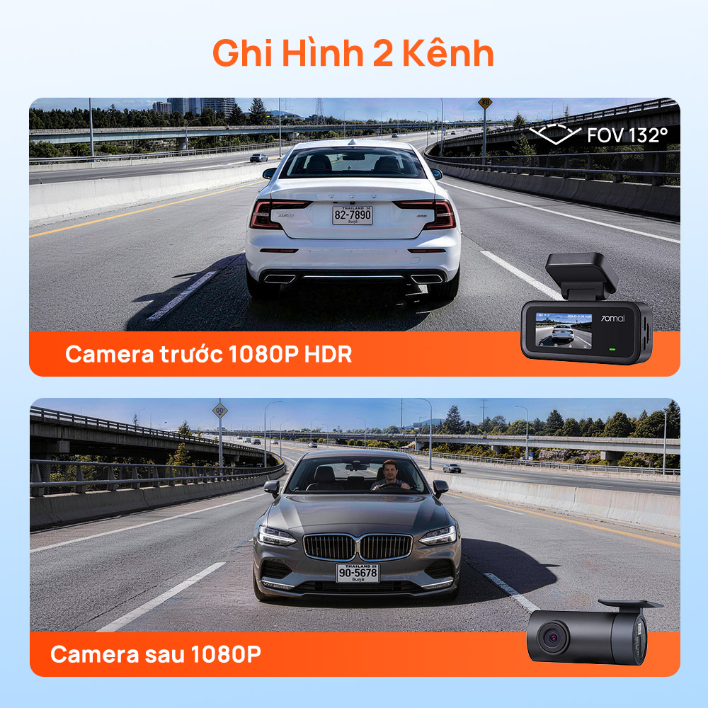 Camera h&agrave;nh tr&igrave;nh 70mai A210 ghi h&igrave;nh r&otilde; n&eacute;t ban đ&ecirc;m