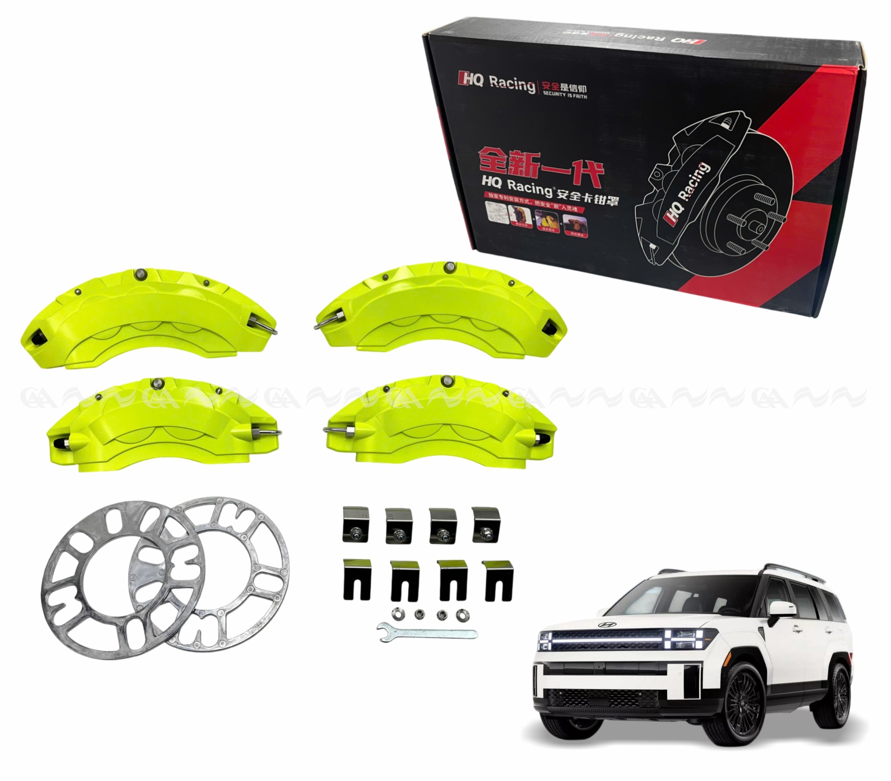 Ốp má phanh HQ Racing Santafe 2024 xanh chuối