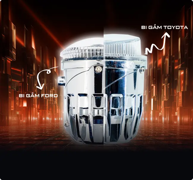 Bi gầm LED Aozoom Projector chiếu s&aacute;ng r&otilde; r&agrave;ng tr&ecirc;n đường