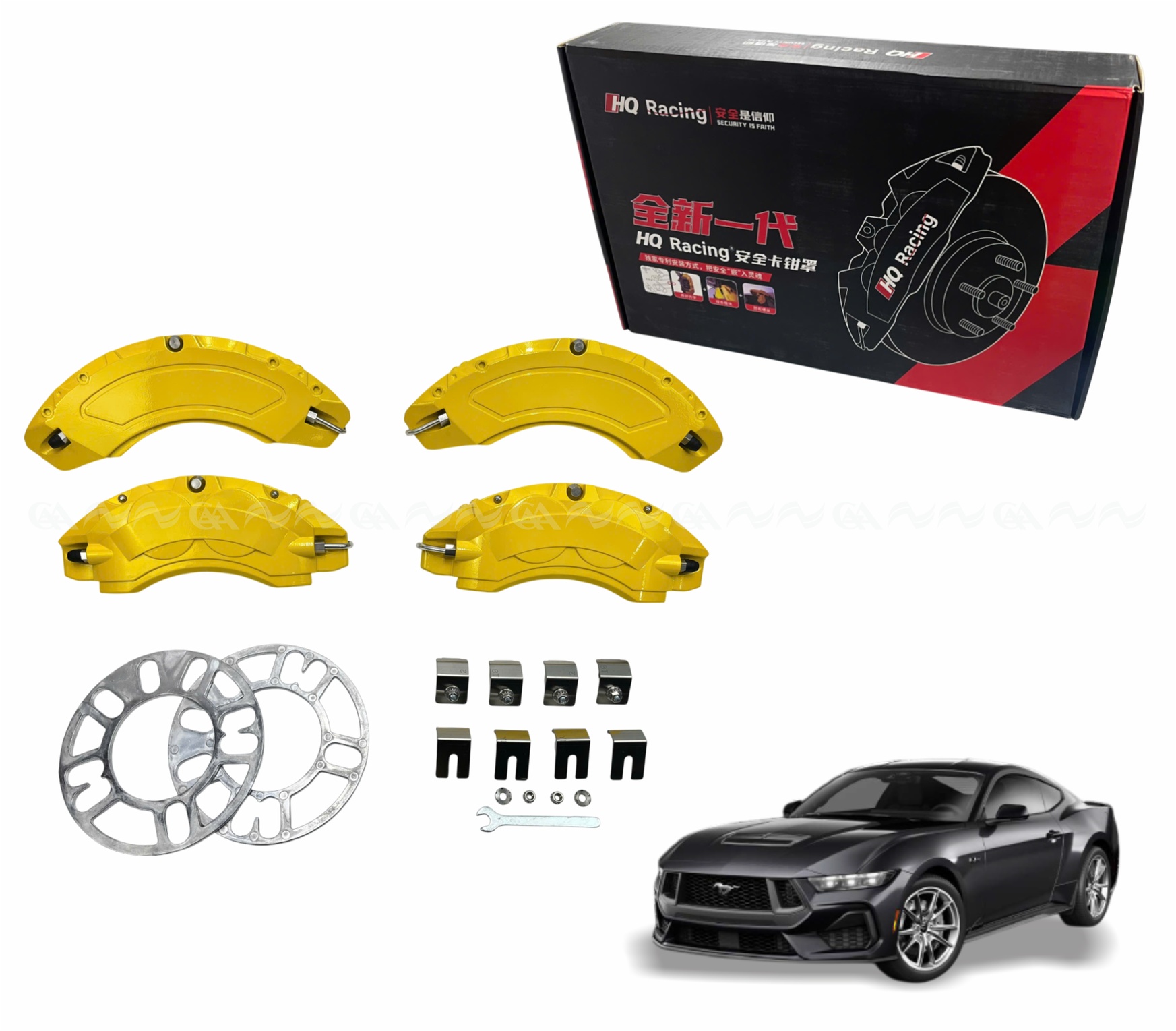 Ốp má phanh HQ Racing Mustang vàng